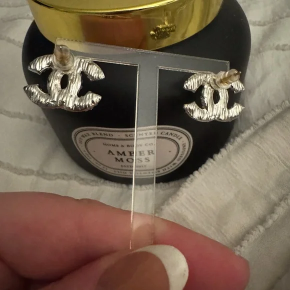 Silver Crystal Embellished Earrings - Picture 3 of 3